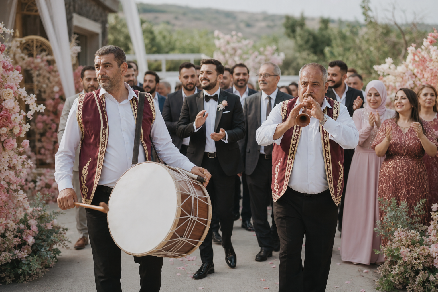 Türkiye düğün alayında yöresel davul zurna performansı