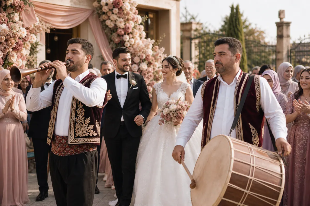 Düğün alayında davul zurna ekibi